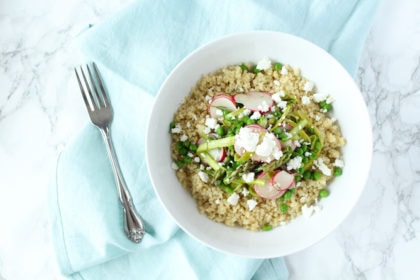 Spring Vegetable Bowl with Lemon and Dill Chicken | cookinginmygenes.com