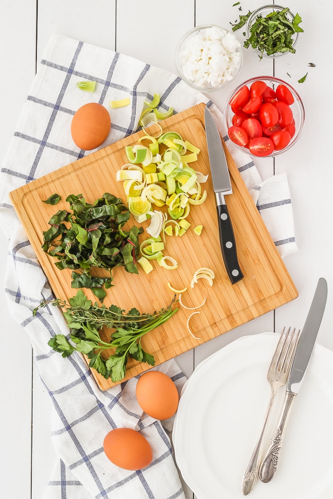 Swiss Chard, Goat Cheese & Leek Frittata | cookinginmygenes.com