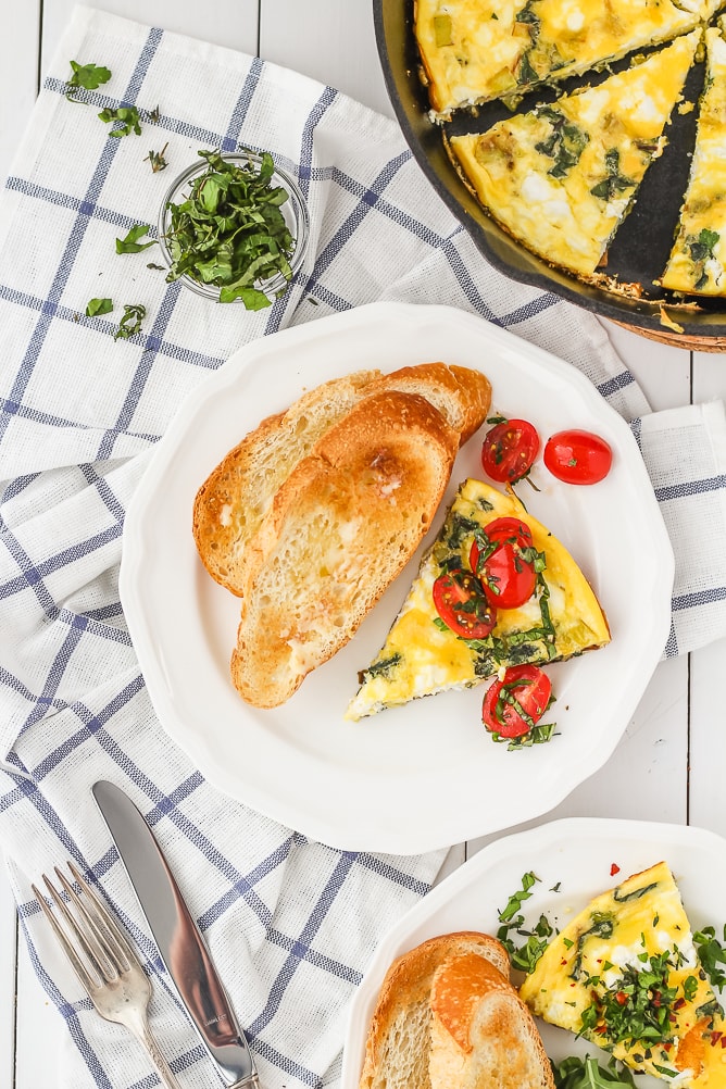 Swiss Chard, Goat Cheese & Leek Frittata | cookinginmygenes.com