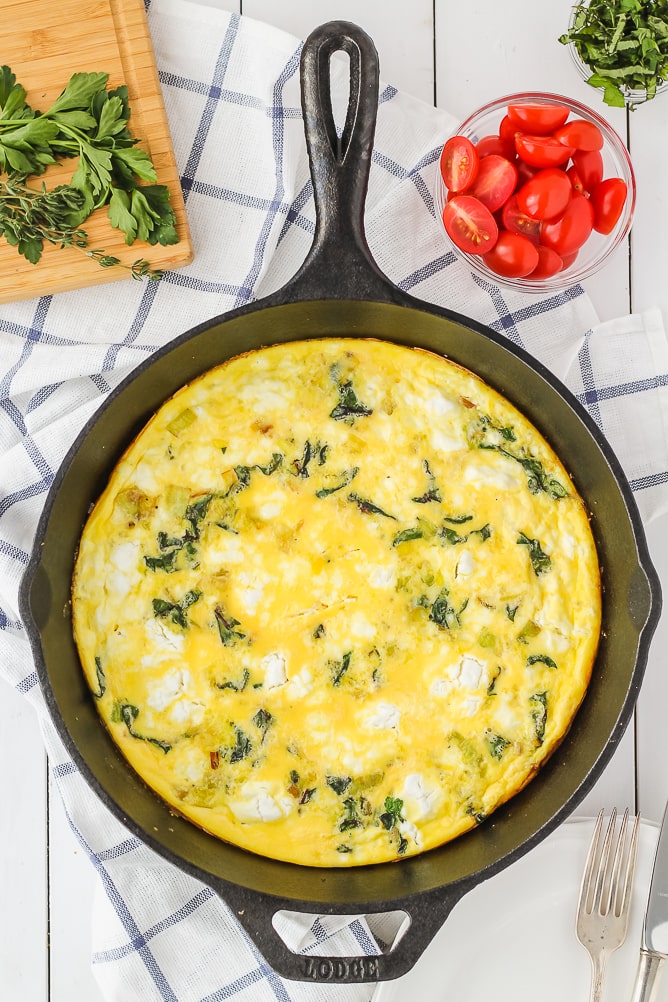 Swiss Chard, Goat Cheese & Leek Frittata | cookinginmygenes.com