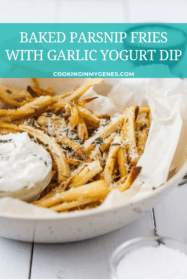 Baked Parsnip Fries with Garlic Yogurt Dip
