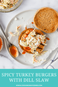 Spicy Turkey Burgers with Dill Slaw