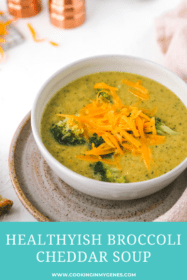 side angle of healthy broccoli cheese soup
