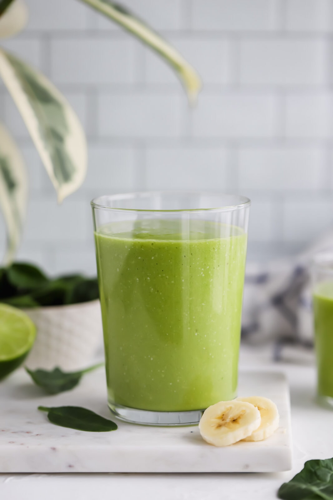 tropical island green smoothie in a cup