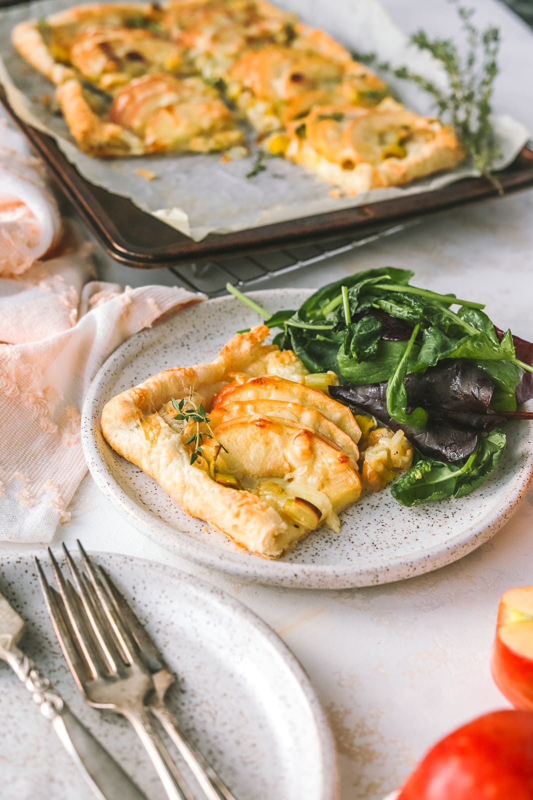 Savoury Apple Cheddar Tart with Leeks