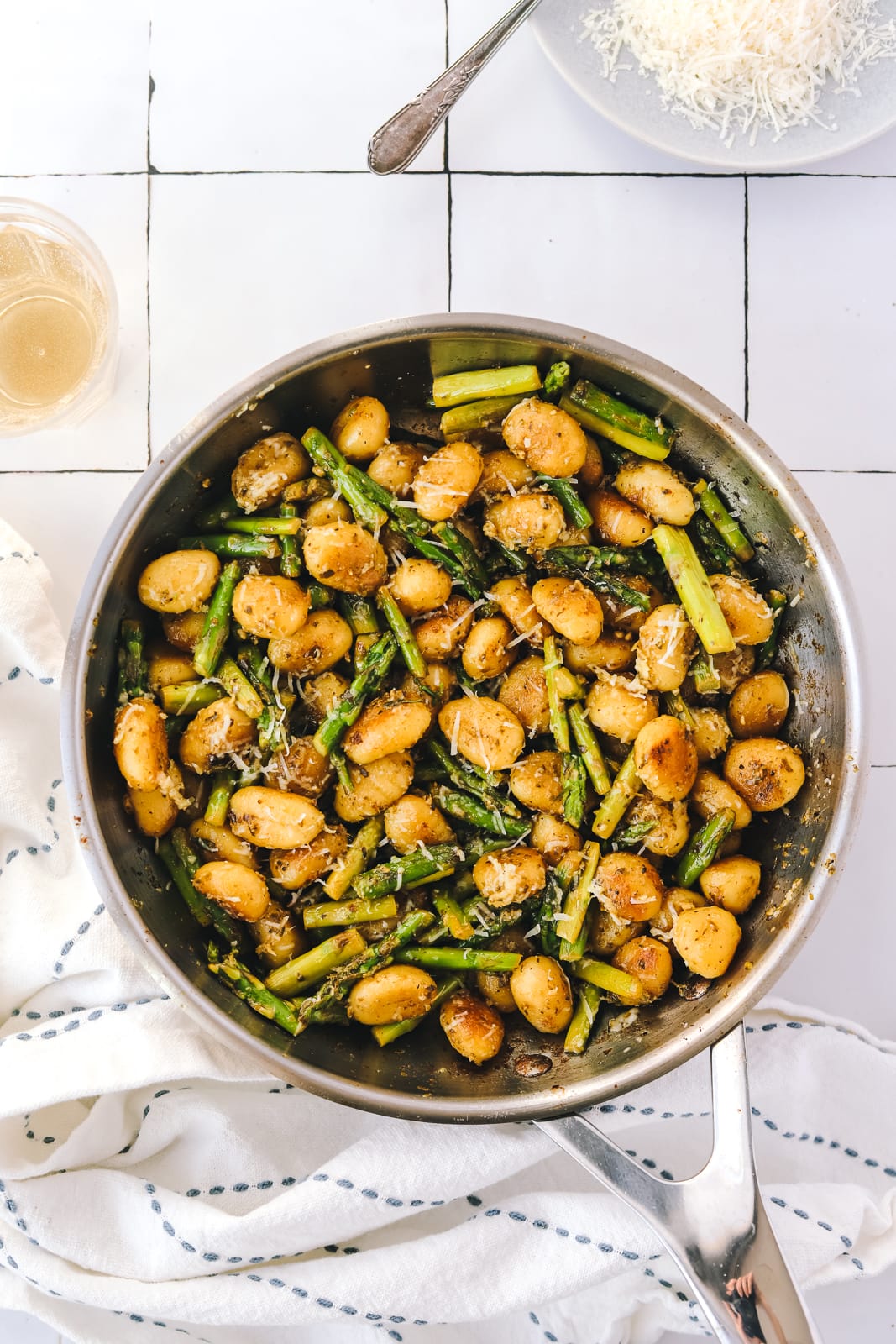 frying pan with Spring gnocchi
