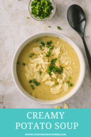 potato soup with chives and chips