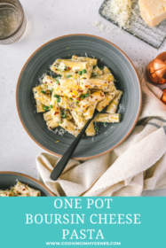 bowl of Boursin pasta with parmesan cheese