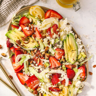tablesetting with strawberry summer salad