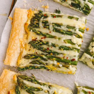 one slice of puff pastry asparagus tart