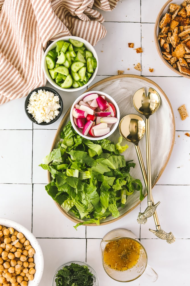ingredients for a chopped salad