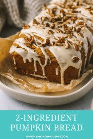 maple icing drizzle with pecans on pumpkin loaf