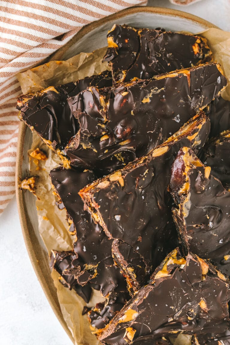 slices of snickers date bark