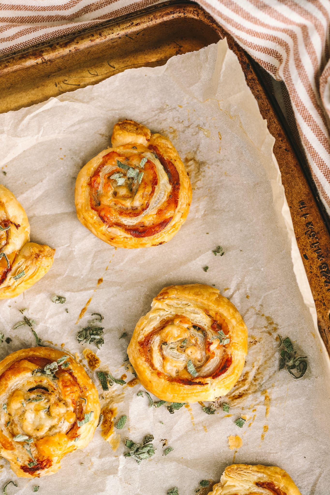 overhead of puff pastry pinwheels