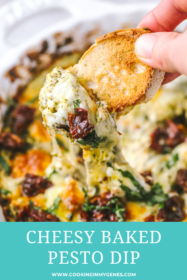 close-up of a piece of crostini with dip on it