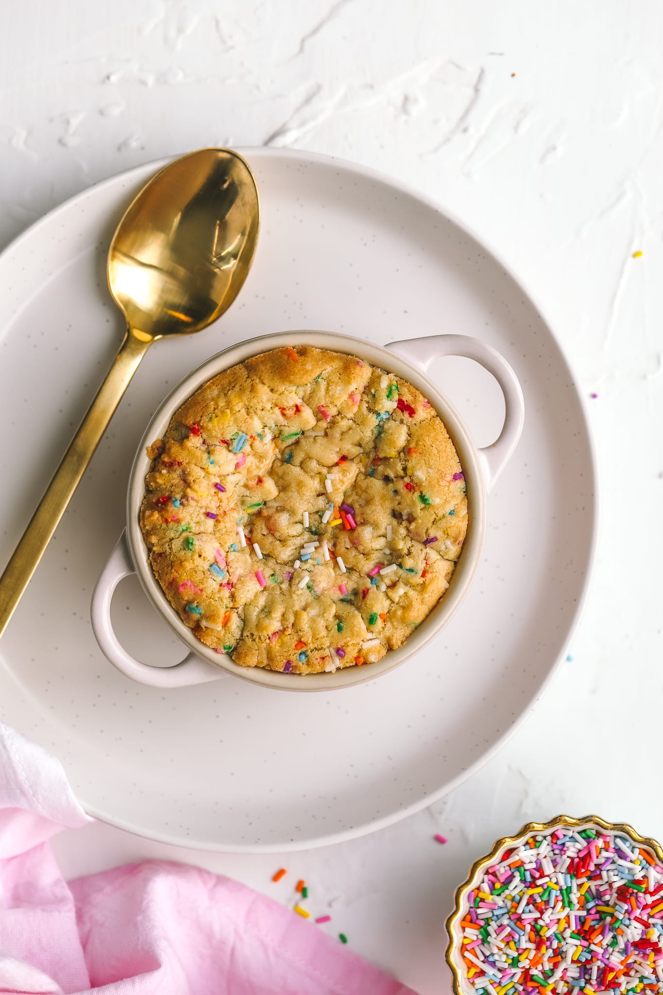 cooked sugar cookie in a ramekin