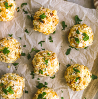 mini cheese balls on a platter