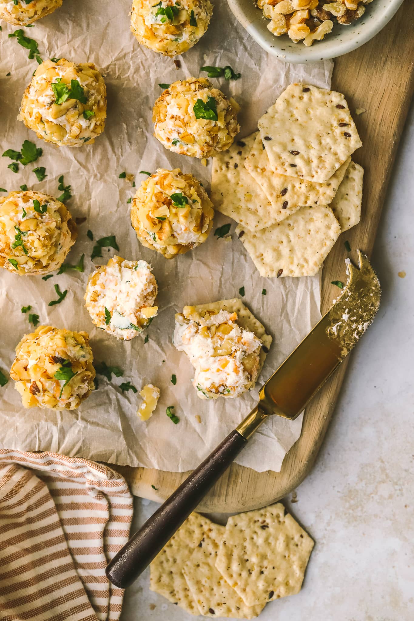 cheese ball on a cracker