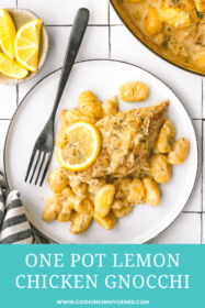 chicken and gnocchi on a plate