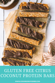 citrus coconut protein bars on parchment paper