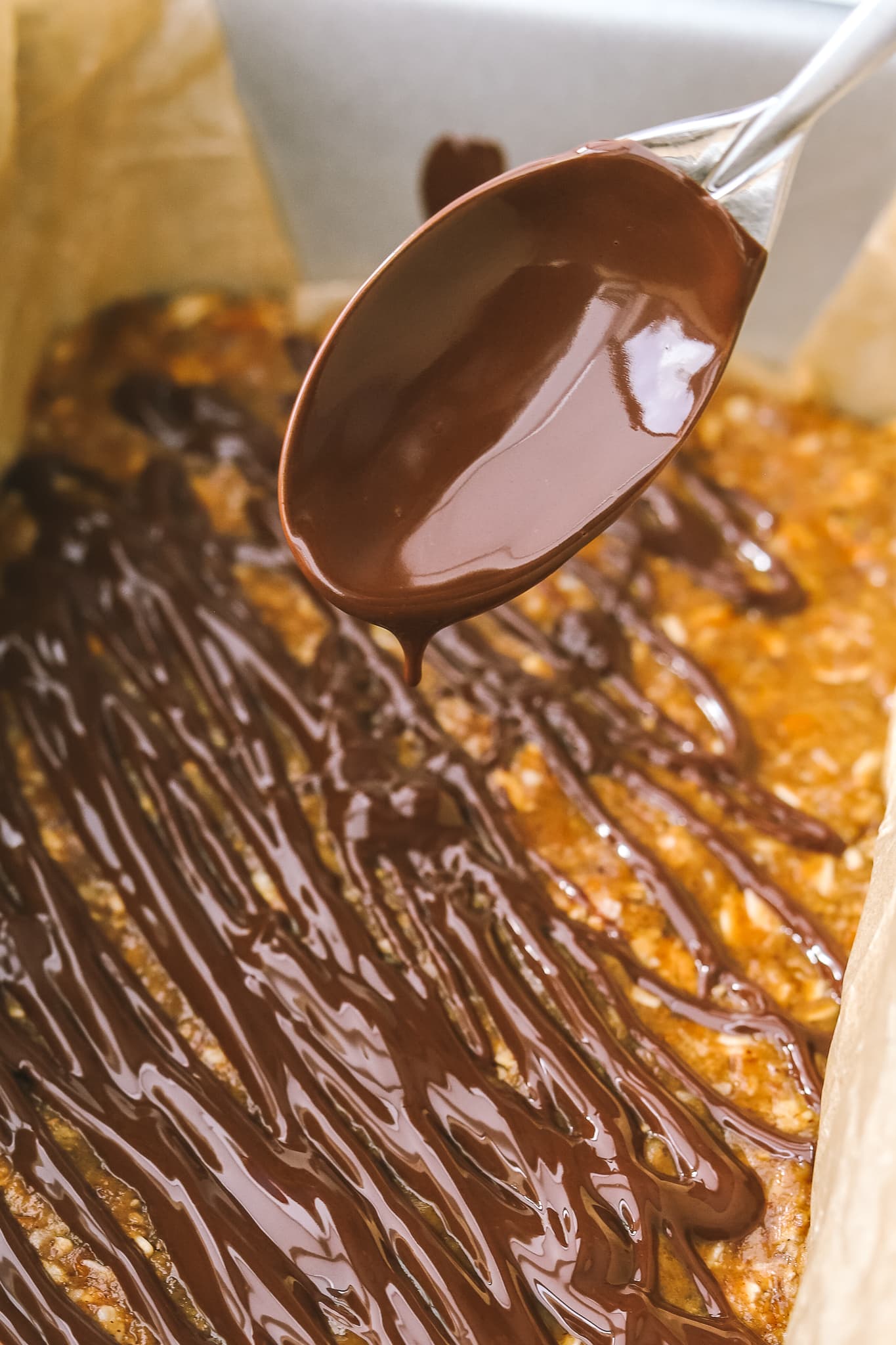 melted chocolate on a spoon