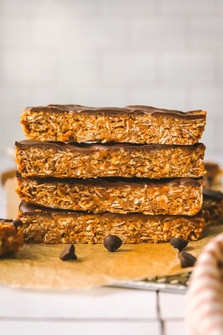 stack of citrus coconut protein bars