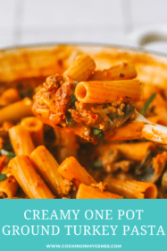 ground turkey pasta on a spoon