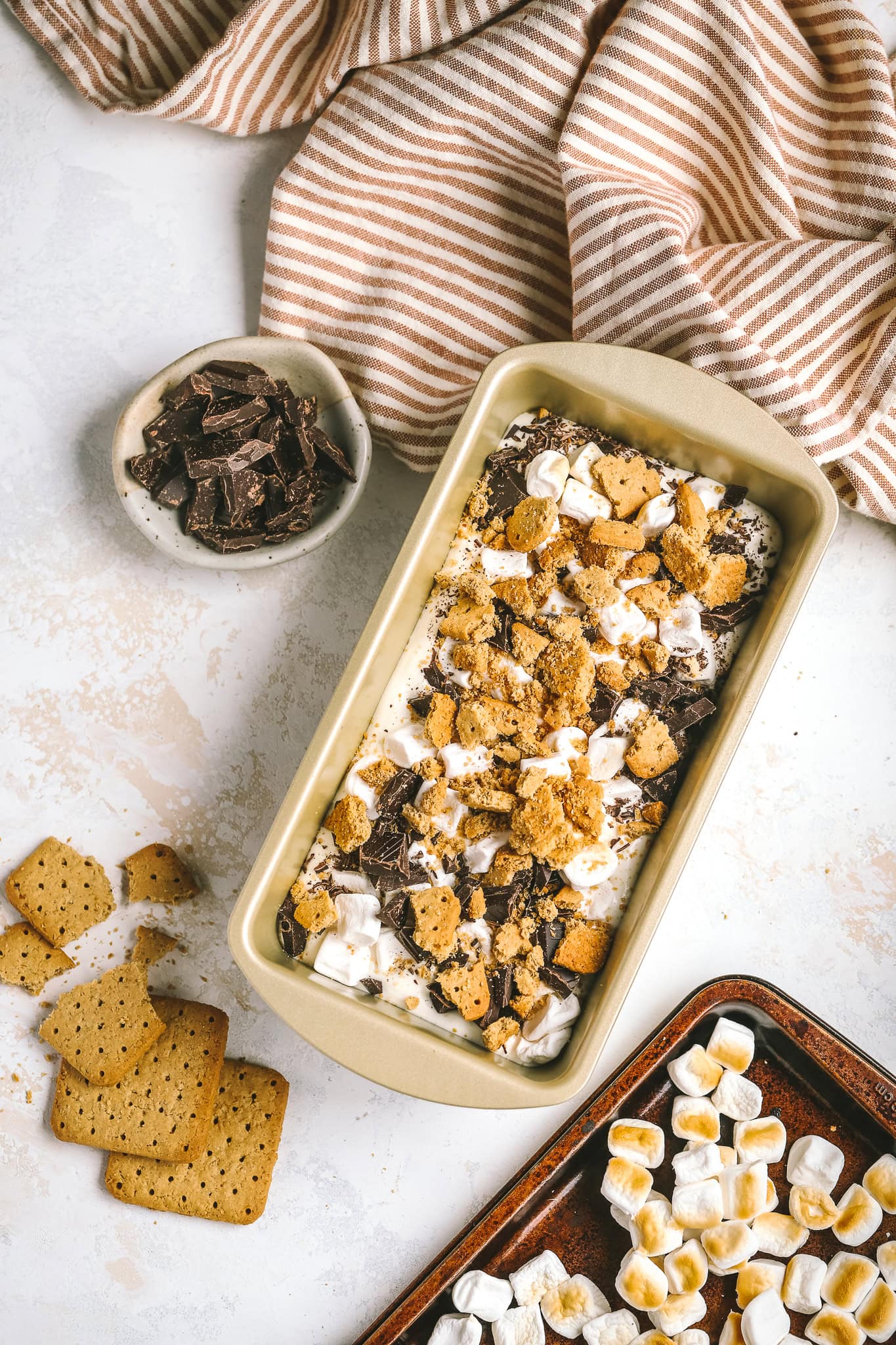 s'mores ice cream being made