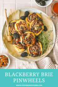 blackberry puff pastry pinwheels on a plate