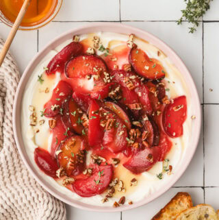 roasted plums on whipped ricotta