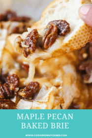 crostini dipping into maple pecan baked brie