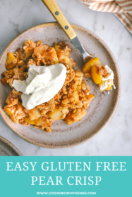 gluten free pear crisp on a plate