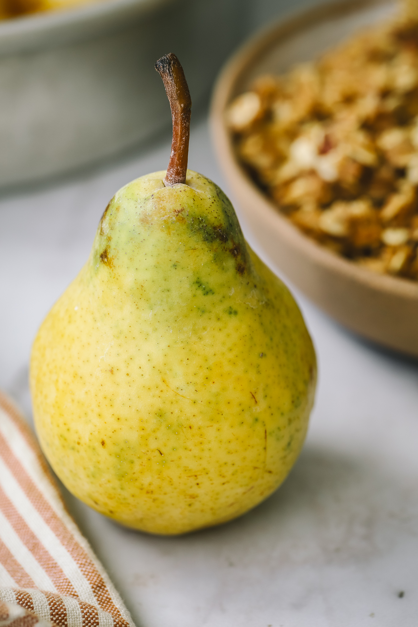 angled shot of a pear