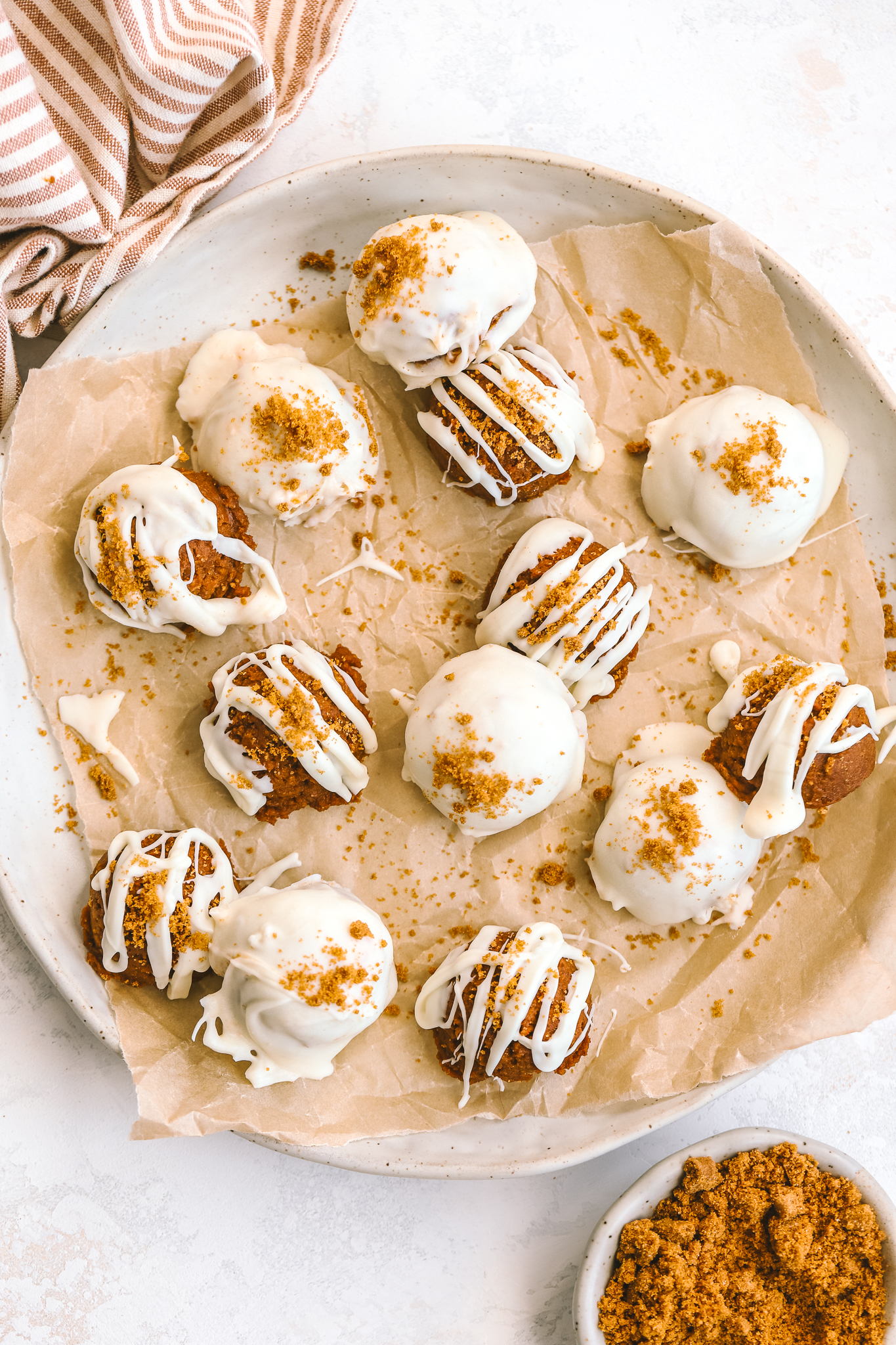pumpkin truffles on a serving tray