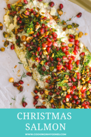 over head of Christmas salmon