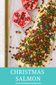 over head of Christmas salmon