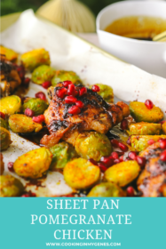 angled shot of pomegranate chicken