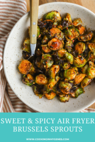 sweet and spicy brussels sprouts in a bowl