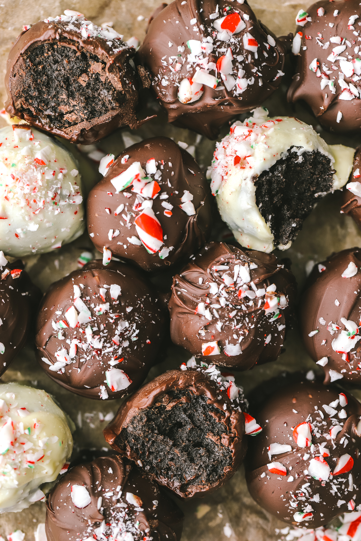 close up of truffles, coated and bite-shots