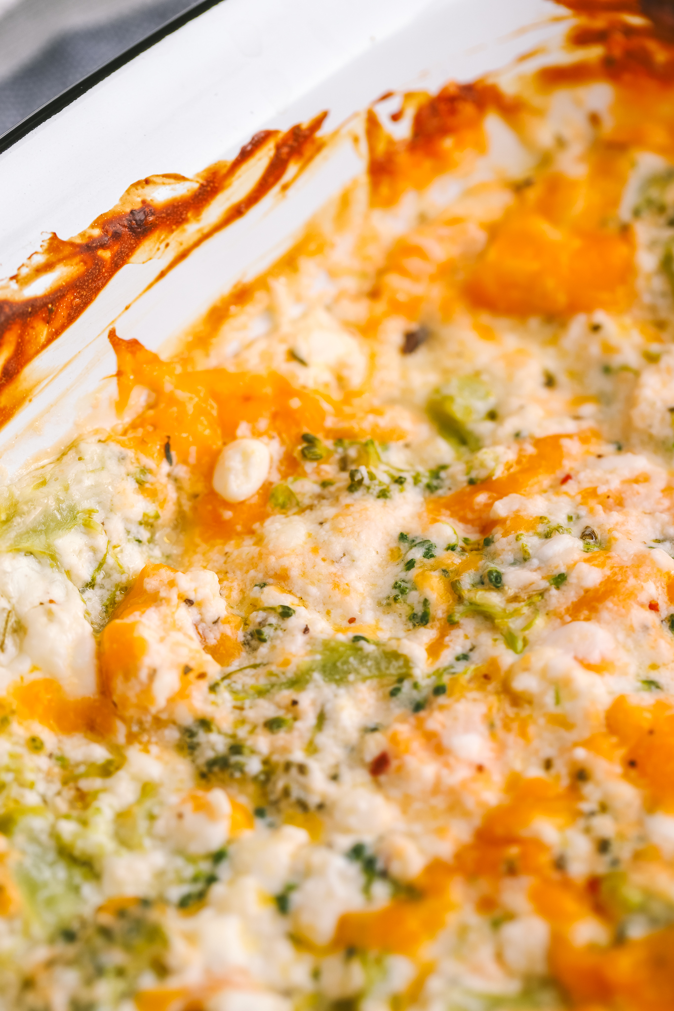 angled shot of broccoli dip