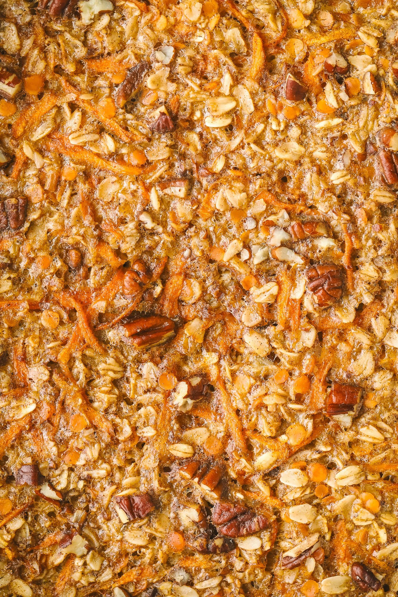 close up of carrot cake baked oatmeal