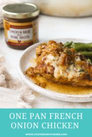 french onion chicken with green beans on a plate