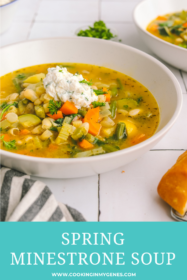 angled photo of Spring minestrone soup