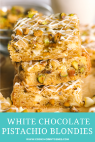stack of pistachio blondies