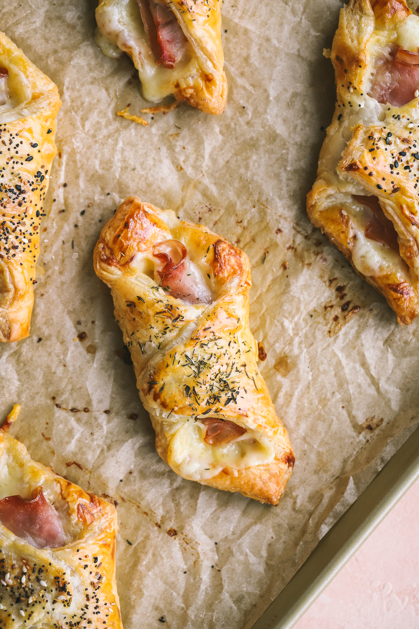 golden brown and baked puff pastry bundle