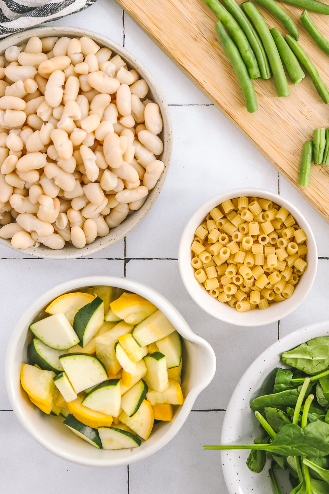soup ingredients in bowls