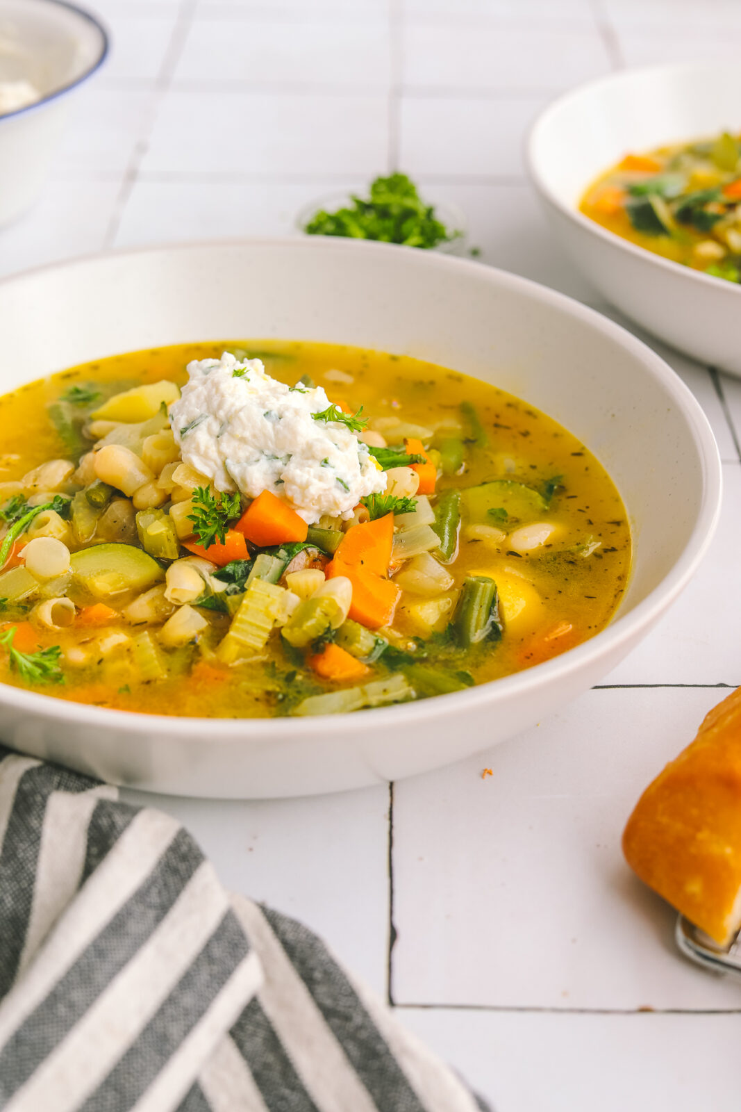 angled photo of Spring soup