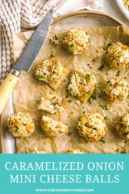 cut mini cheese balls on a platter