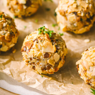 side angle caramelized onion mini cheese balls