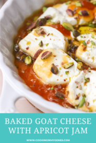 close up of baked goat cheese appetizer